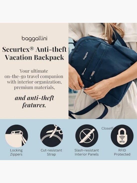 Anti-theft Travel Backpack Slash-Resistant Nylon Daypack RFID Locking Zippers main image 4